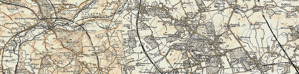 Old map of Carpenders Park in 1897-1898