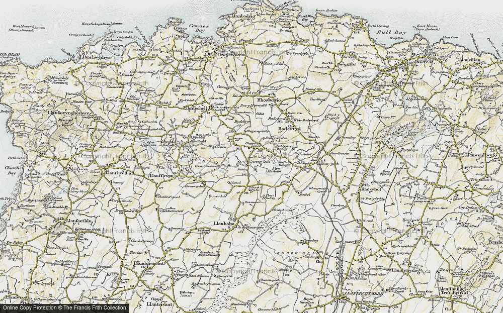 Old Map of Historic Map covering Bryn Pabo in 1903-1910