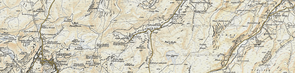 Old map of Afon Glasgwm in 1902-1903