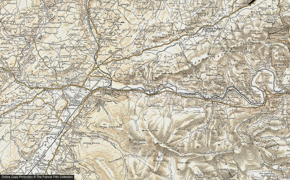Old Map of Historic Map covering Bonwm in 1902-1903