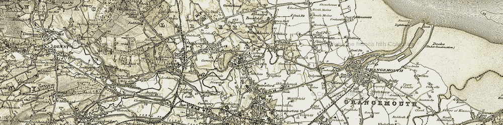 Old map of Carron in 1904-1907