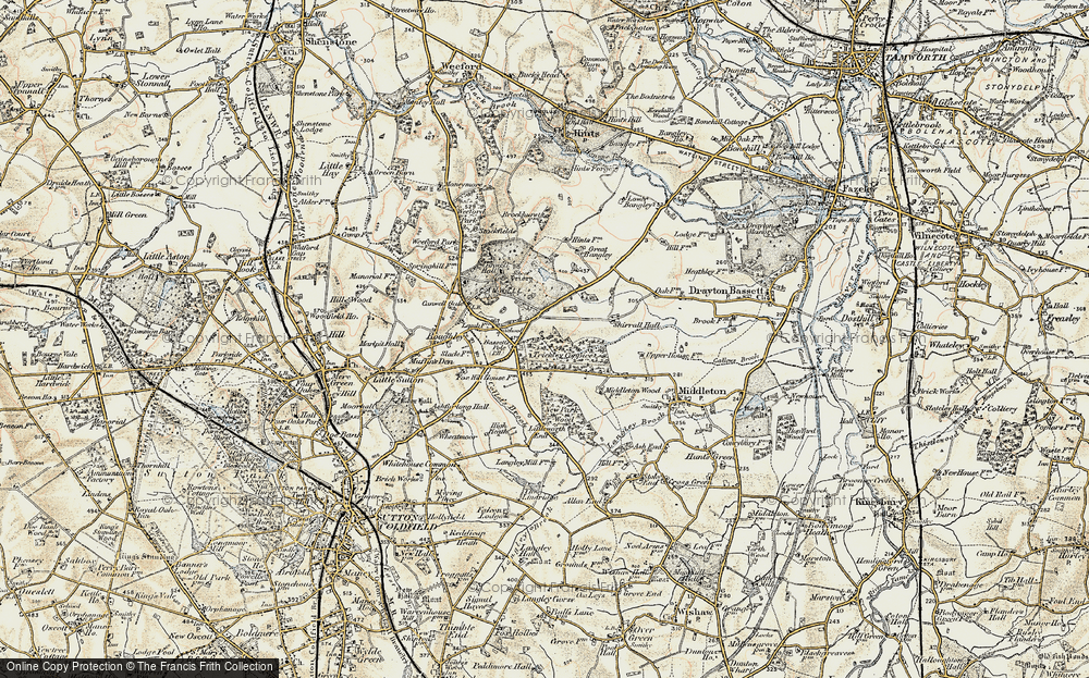 Old Map of Historic Map covering Canwell Hall in 1901-1902