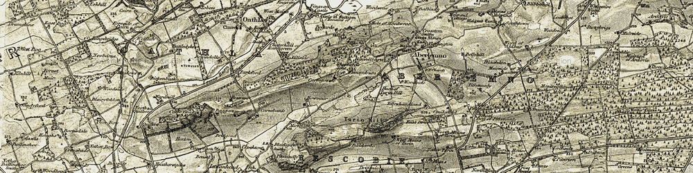 Old map of Carsegownie in 1907-1908