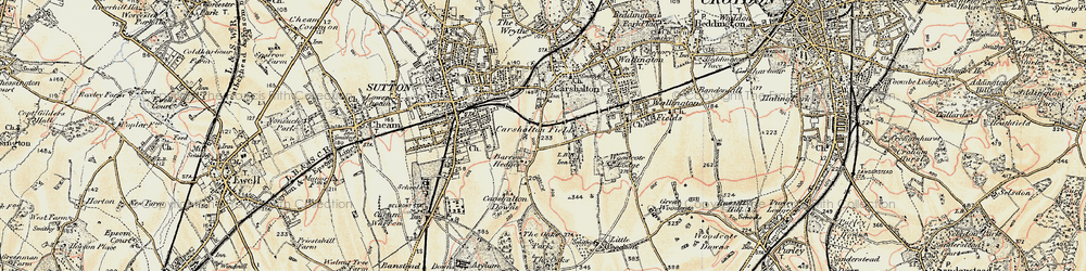 Old map of Carshalton Beeches in 1897-1909