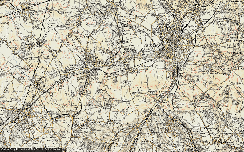 Old Map of Carshalton on the Hill, 1897-1909 in 1897-1909