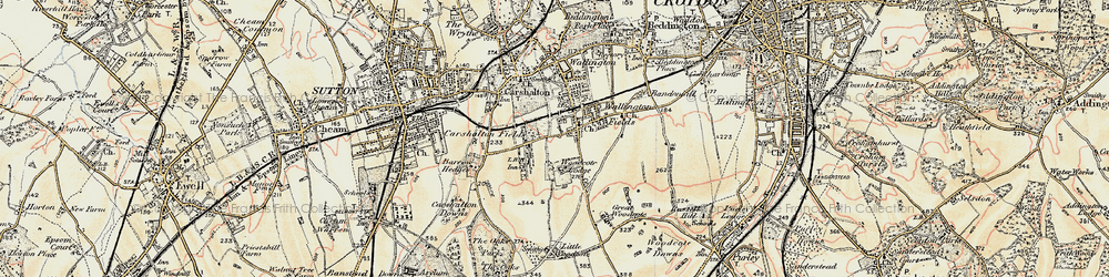 Old map of Carshalton on the Hill in 1897-1909