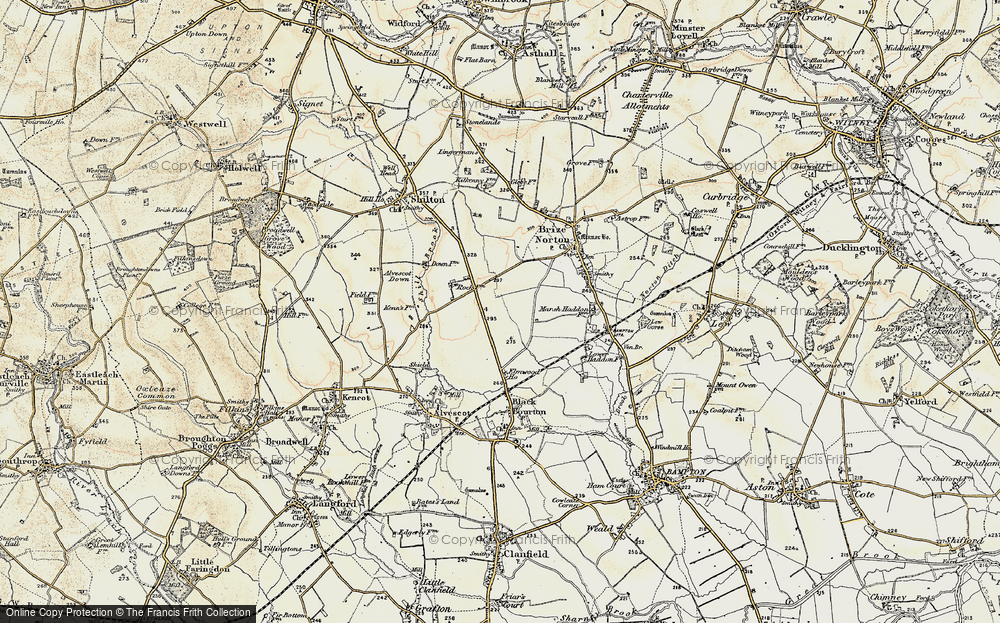 Old Map of Historic Map covering Brize Norton Airfield in 1898-1899