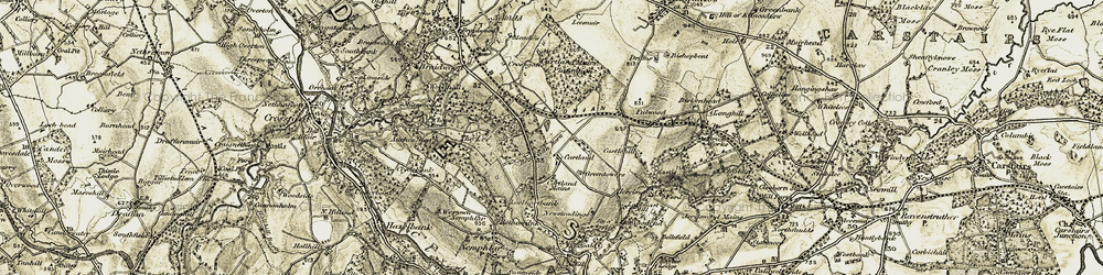 Old map of Auchenglen Burn in 1904-1905