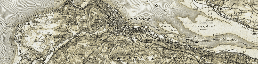 Old map of Cartsdyke in 1905-1907