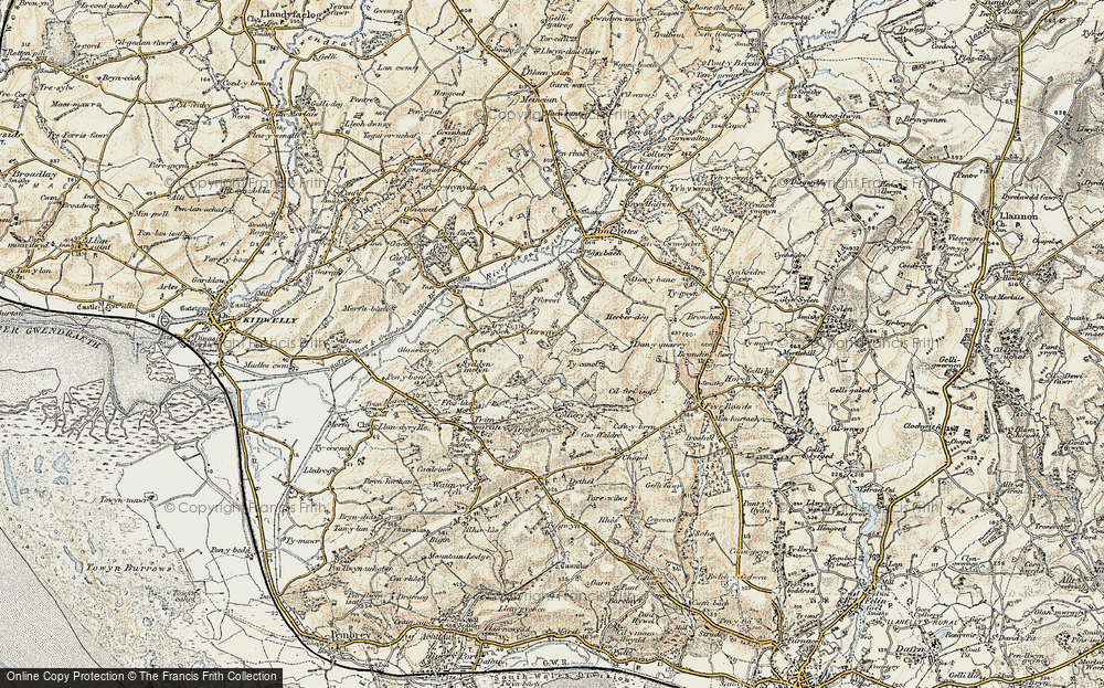 Old Map of Carway, 1901 in 1901