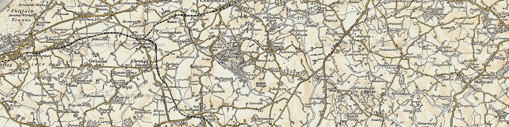 Old map of Carwynnen in 1900