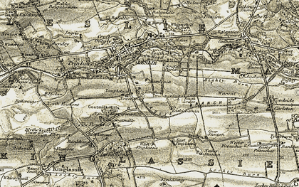 Old map of Caskieberran in 1903-1908
