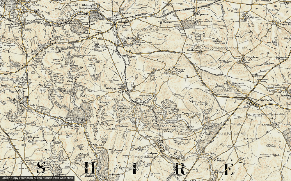 Old Map of Cassey Compton, 1898-1900 in 1898-1900