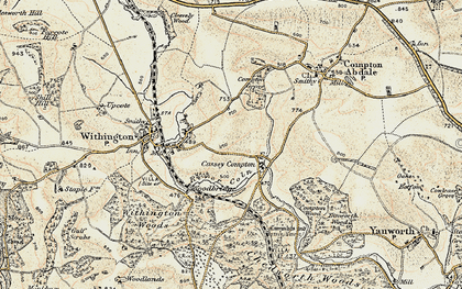 Old map of Cassey Compton in 1898-1900