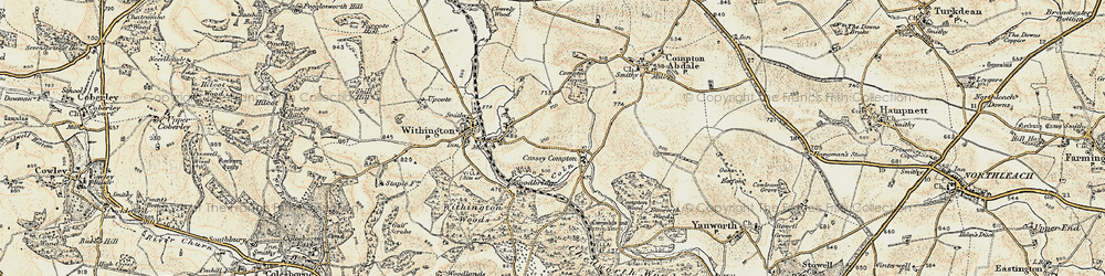 Old map of Cassey Compton in 1898-1900