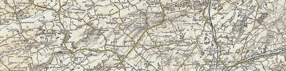 Old map of Castell-y-rhingyll in 1900-1901
