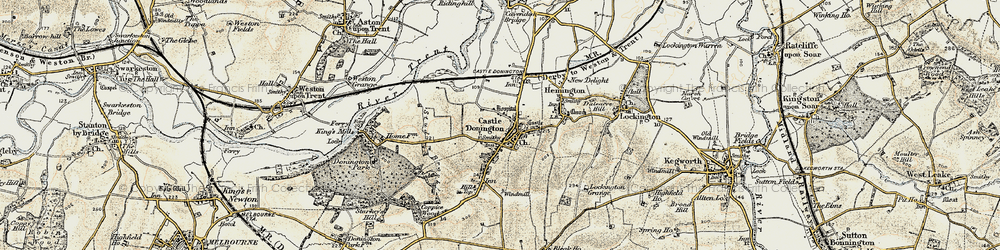 Old map of Castle Donington in 1902-1903