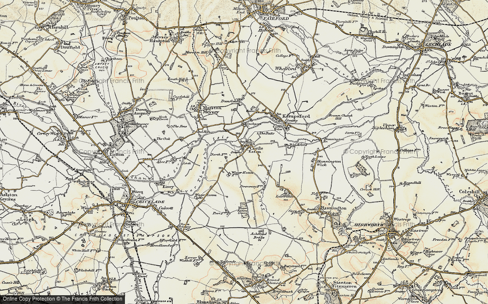 Old Map of Castle Eaton, 1898-1899 in 1898-1899