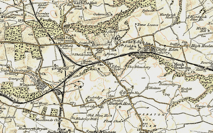 Old map of Castle Eden in 1901-1904