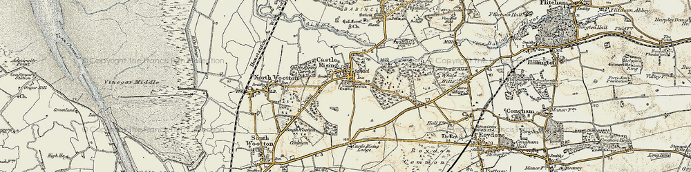 Old map of Castle Rising in 1901-1902