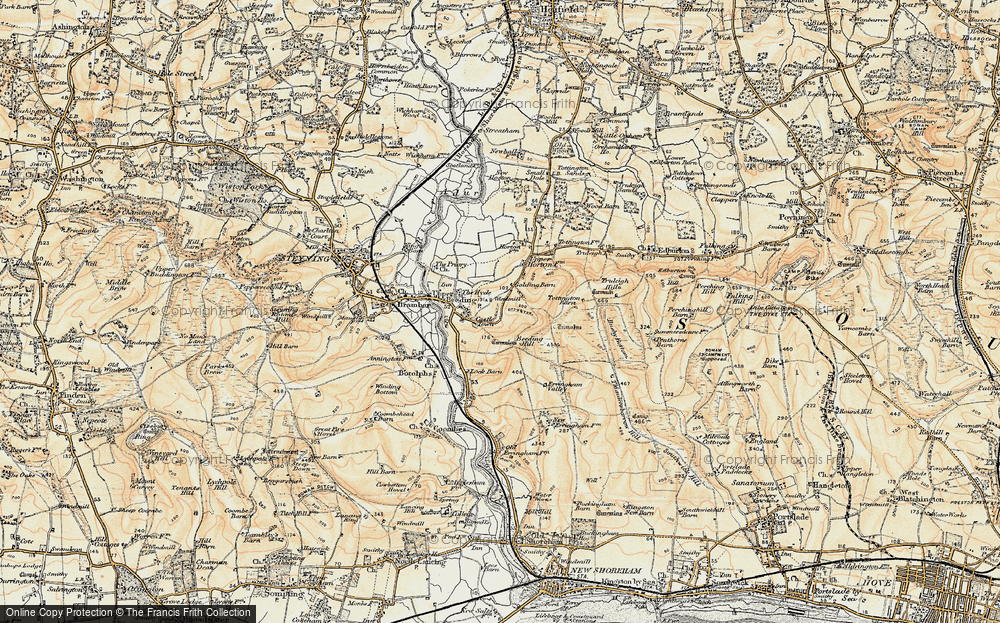 Old Map of Historic Map covering Beeding Hill in 1898
