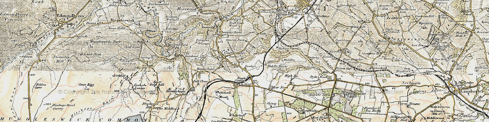 Old map of Whickham Grange in 1901-1904