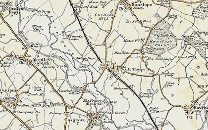 Old map of Castlethorpe in 1898-1901