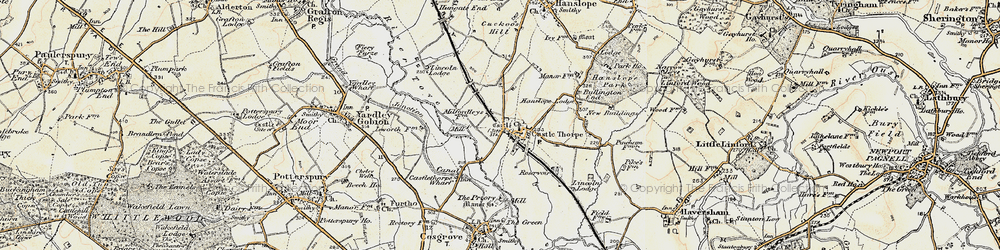 Old map of Castlethorpe in 1898-1901