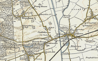 Old map of Castlethorpe in 1903-1908