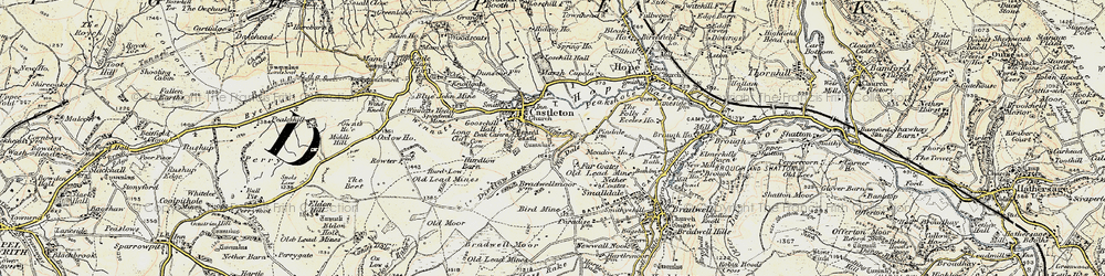 Old map of Limestone Way in 1902-1903
