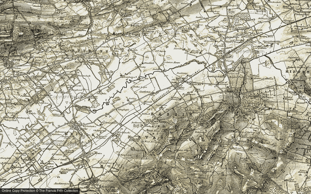 Old Map of Historic Map covering Arnbog in 1907-1908
