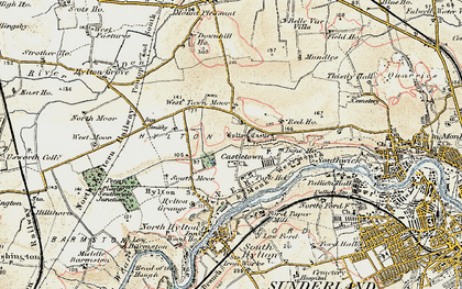 Old map of Hylton Castle in 1901-1904