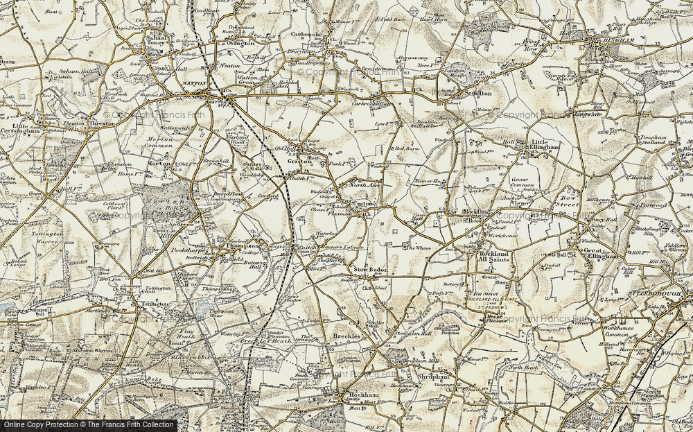 Old Map of Caston, 1901-1902 in 1901-1902
