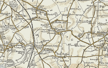 Old map of Caston in 1901-1902