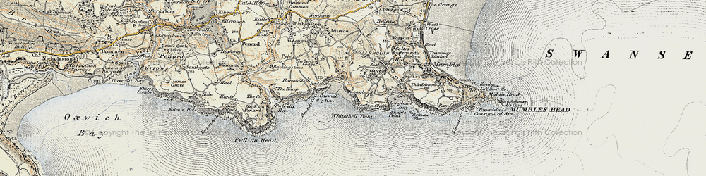 Old map of Caswell in 1900-1901