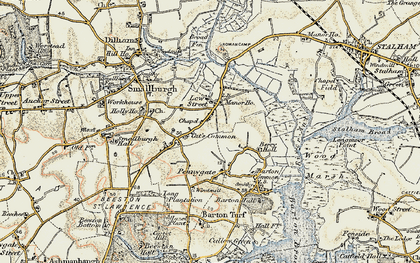 Old map of Cat's Common in 1901-1902