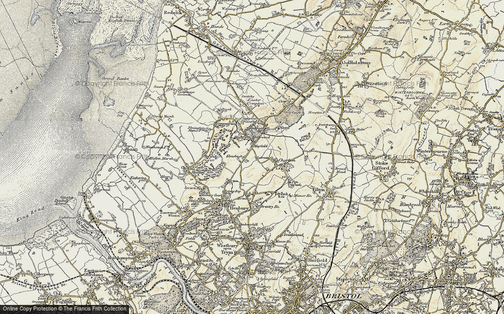Old Map of Historic Map covering Bristol Filton Airport in 1899