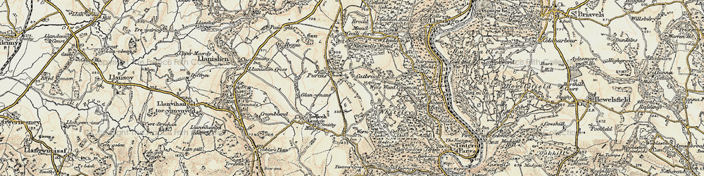 Old map of Catbrook in 1899-1900