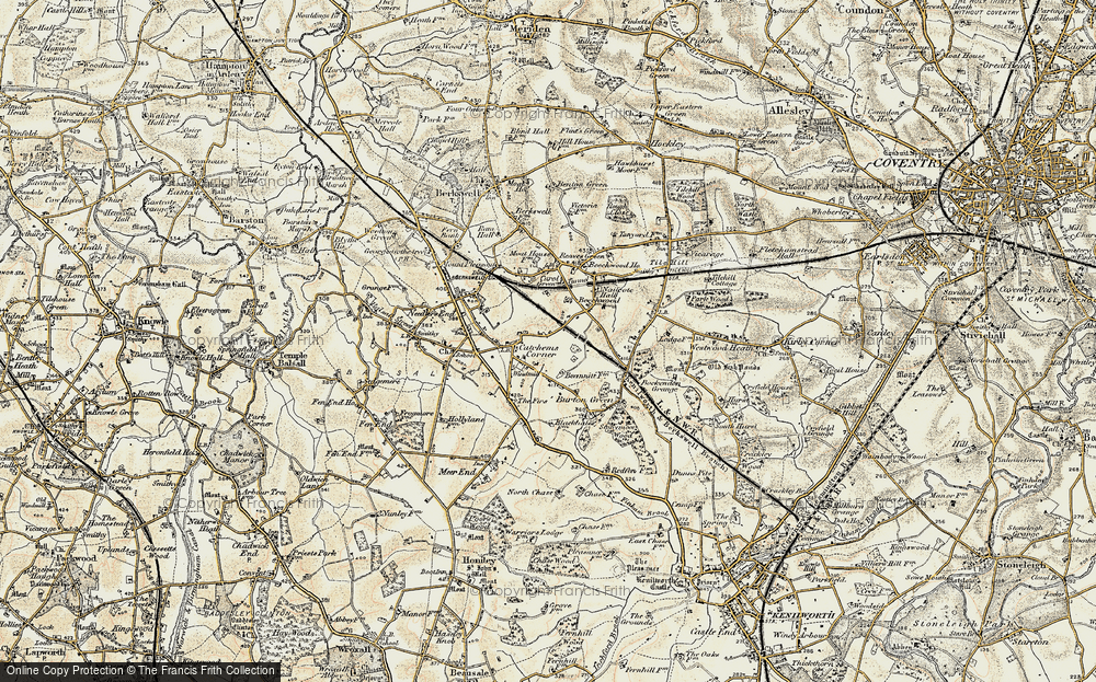 Old Map of Catchems Corner, 1901-1902 in 1901-1902