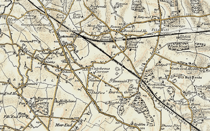 Old map of Catchems Corner in 1901-1902