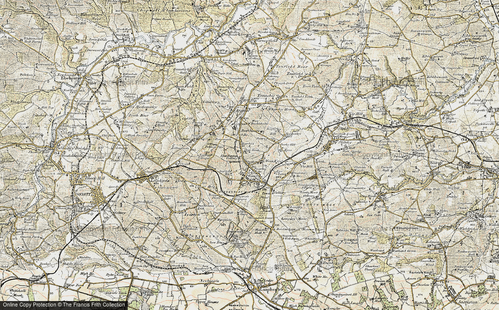 Old Map of Catchgate, 1901-1904 in 1901-1904