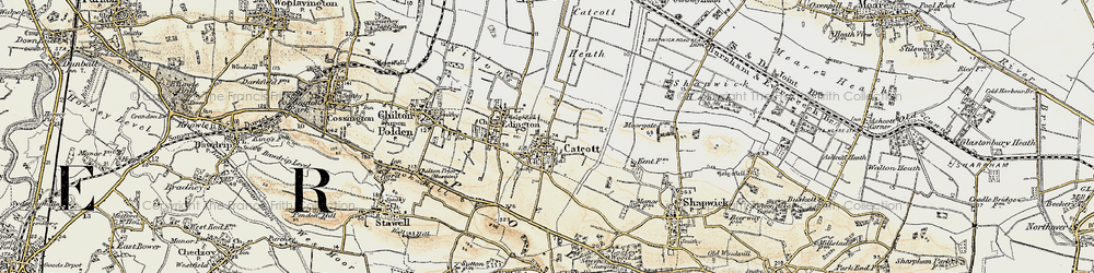 Old map of Catcott in 1898-1900