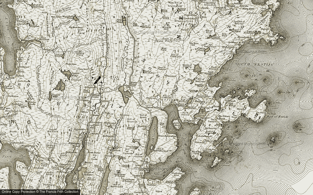 Old Map of Historic Map covering Burn of Crookadale in 1911-1912