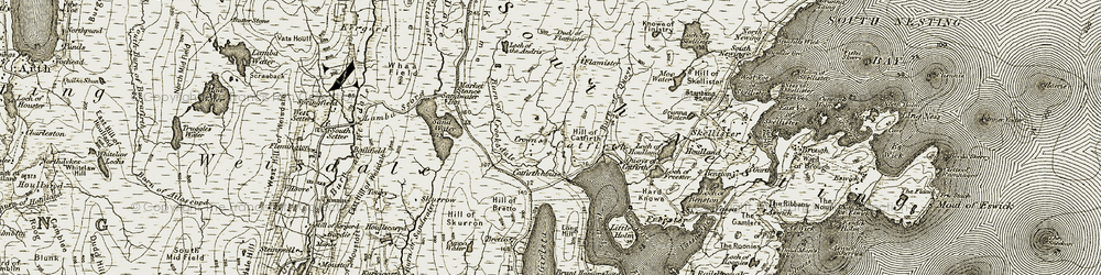 Old map of Catfirth in 1911-1912