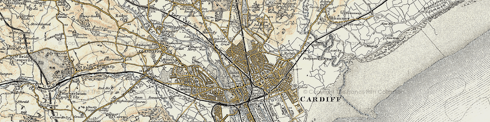 Old map of Cathays in 1899-1900