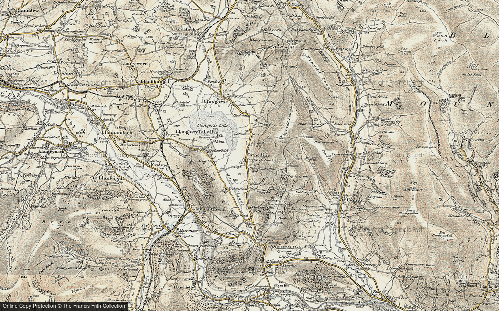 Old Map of Cathedine, 1899-1901 in 1899-1901