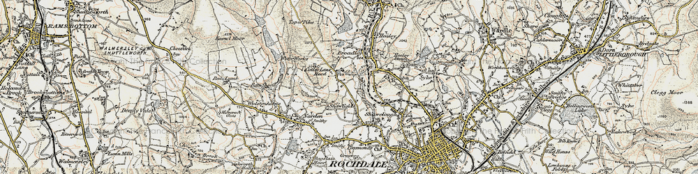Old map of Catley Lane Head in 1903