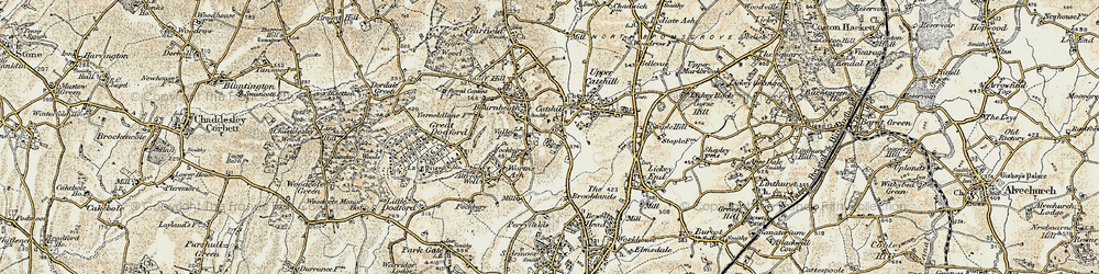 Old map of Catshill in 1901-1902