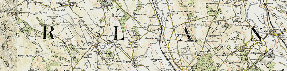 Old map of Catterlen in 1901-1904