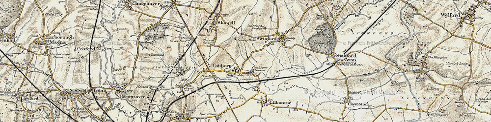 Old map of Catthorpe in 1901-1902